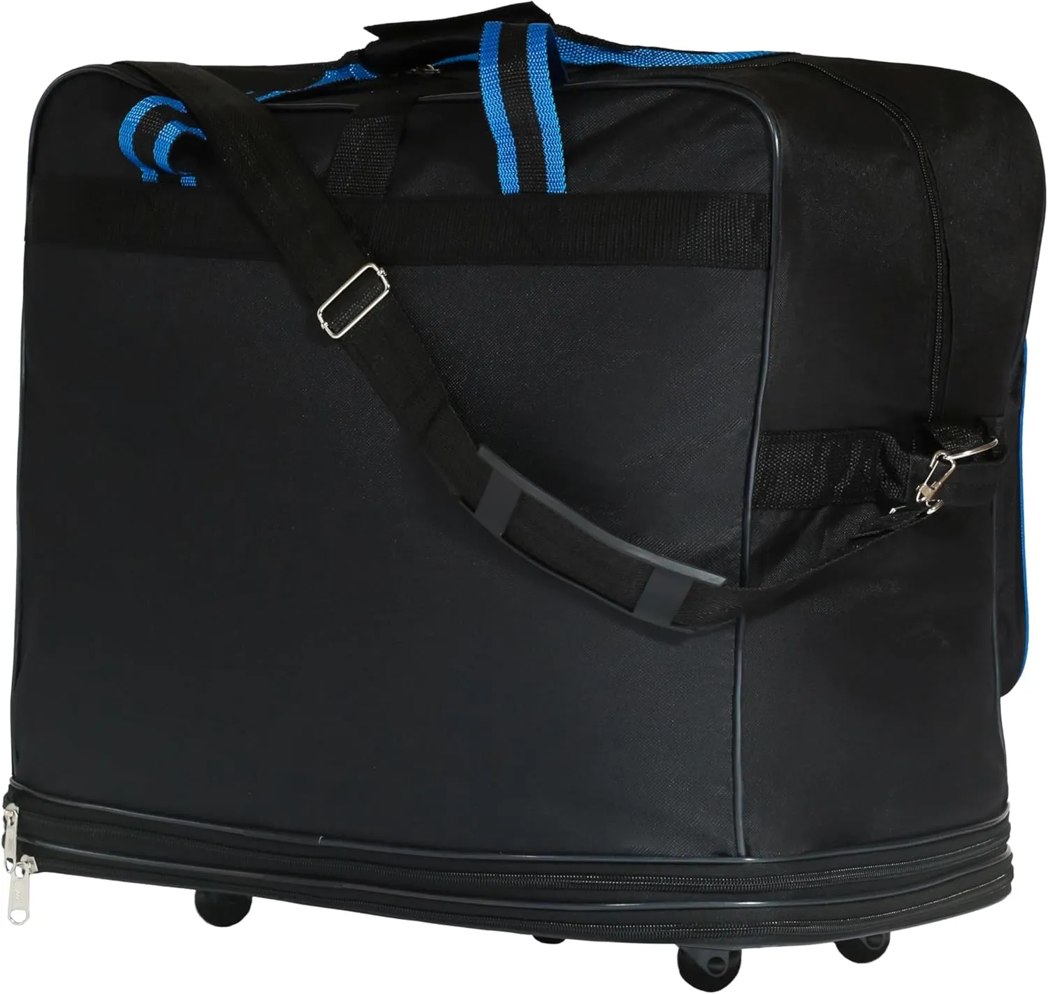 Expandable Lightweight Duffle Bag (36"") Rolling wheeled Spinner Suitcase Luggage for Travel and Storage (Blue with Trim), Wheelbag36