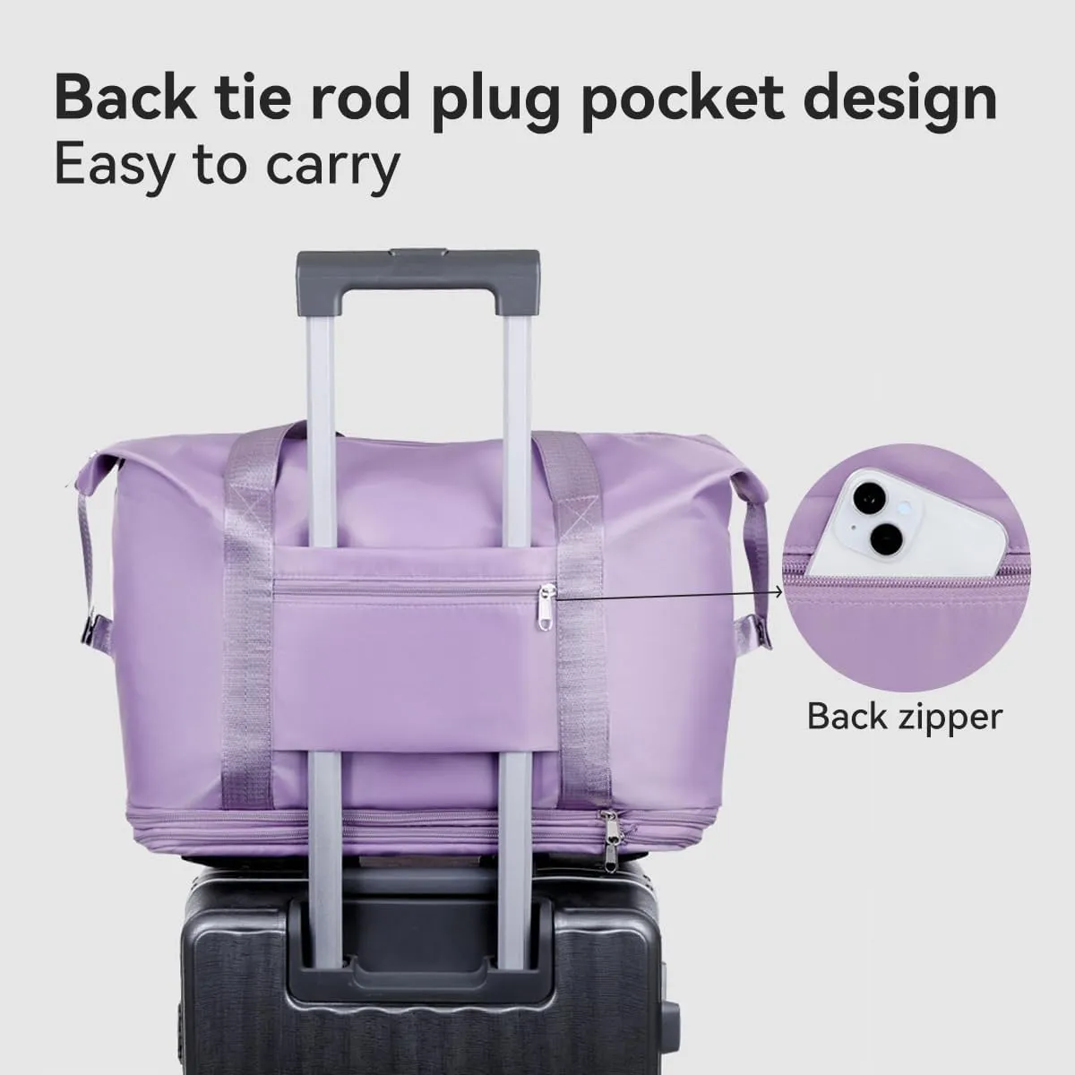 Expandable Rolling Duffel Bag with Wheels and Handles, Foldable Carry on Travel Duffle Luggage Bag, Grey