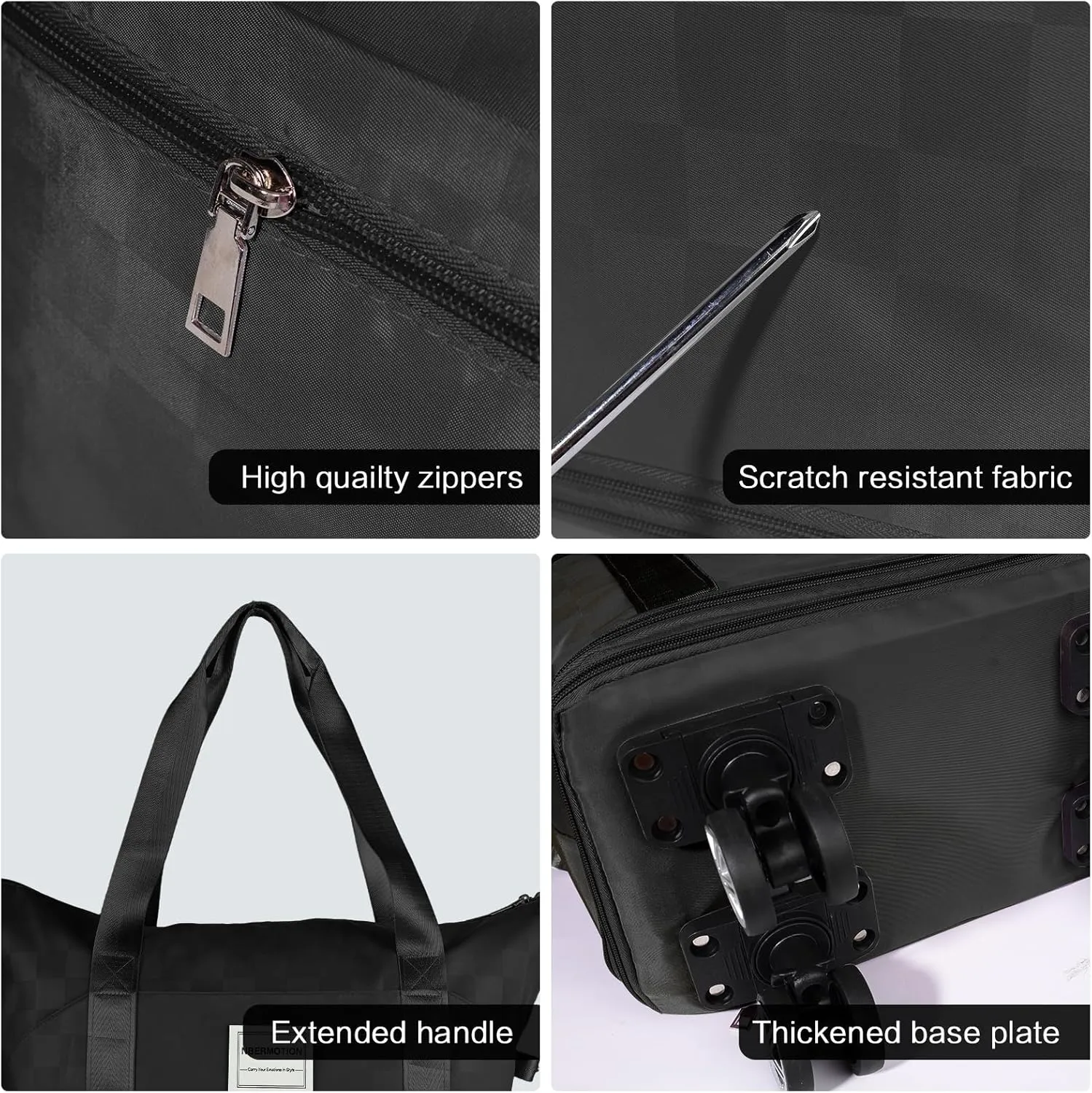 Expandable Rolling Duffle Bag - Large Carry-On With Spinner Wheels, Foldable Weekend Travel Bag, 28-58L Capacity(Black)