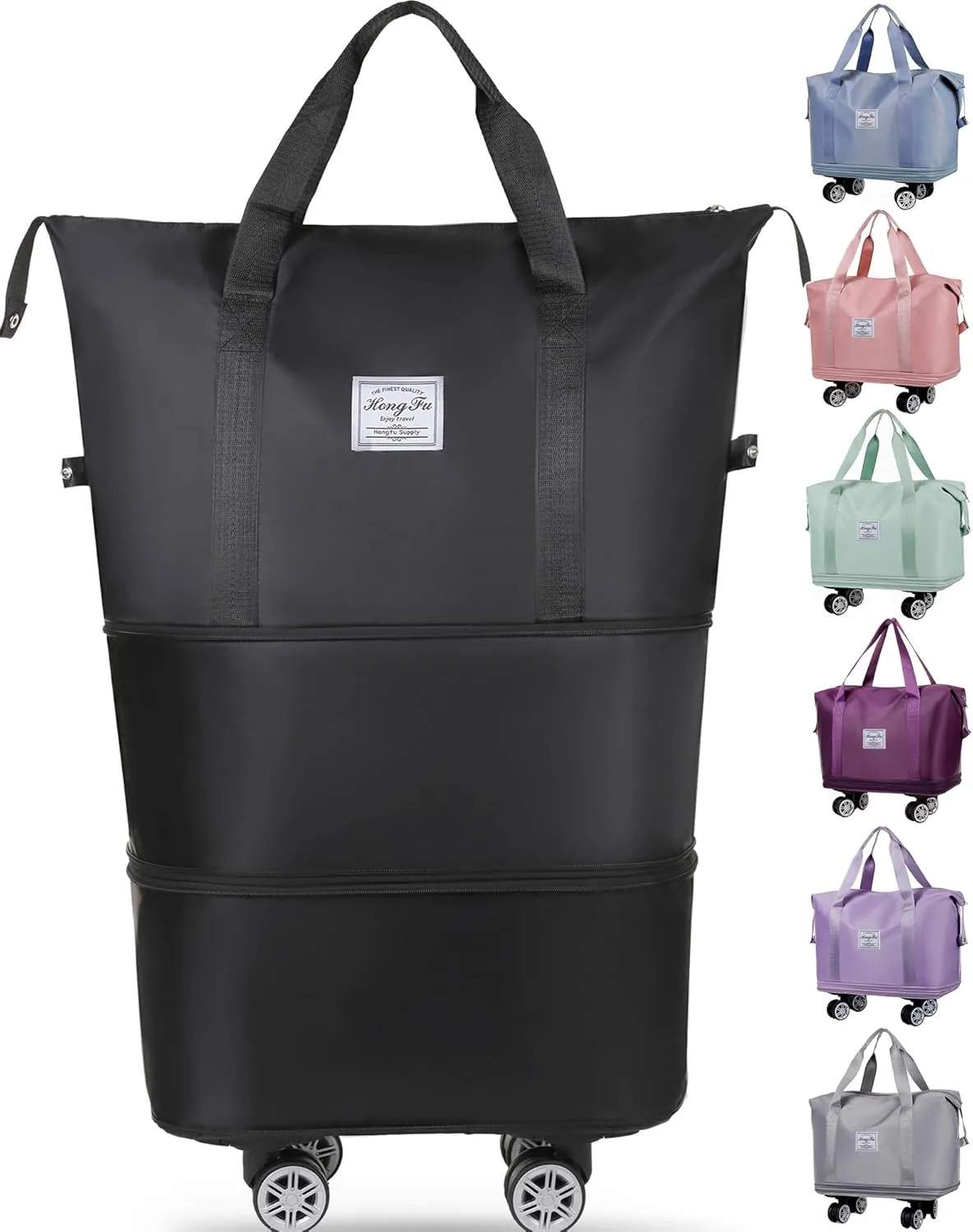 Expandable Suitcase, Folding Travel Bag with Wheels, Weekender Travel Bag for Carry-On, Tote Bag with Storage Space，Large luggage bag for Business Trips, Camping, Short Trips, Fitness
