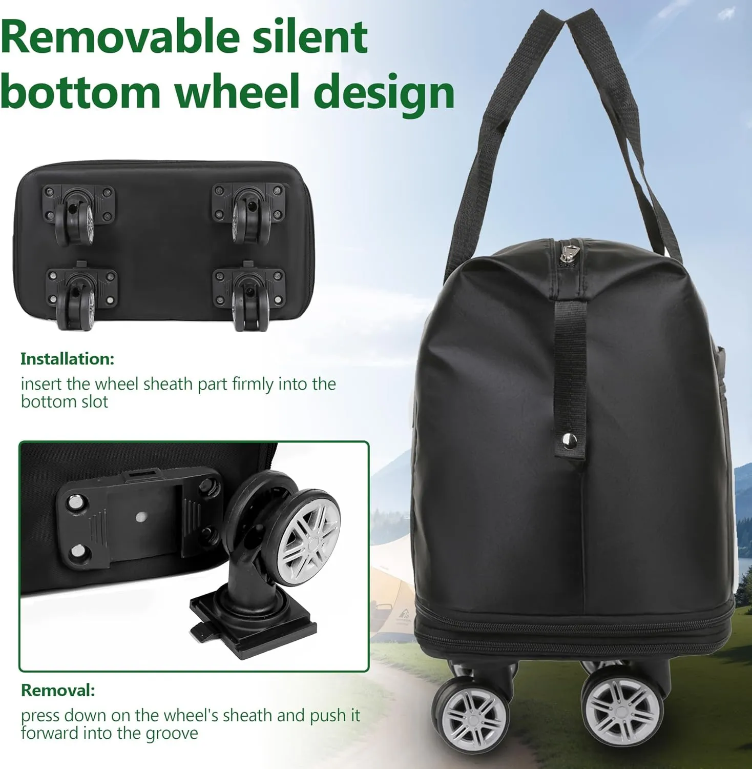 Expandable Suitcase, Folding Travel Bag with Wheels, Weekender Travel Bag for Carry-On, Tote Bag with Storage Space，Large luggage bag for Business Trips, Camping, Short Trips, Fitness
