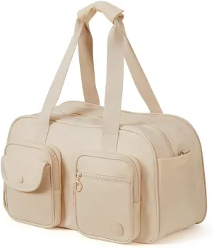 Expandable Travel Duffel Bag, Duffle Bag for Travel with Wet Pocket, Carry on Weekender Bags for Men Women, Water Resistant Gym Duffel Bag Sport Bag (Apricot)