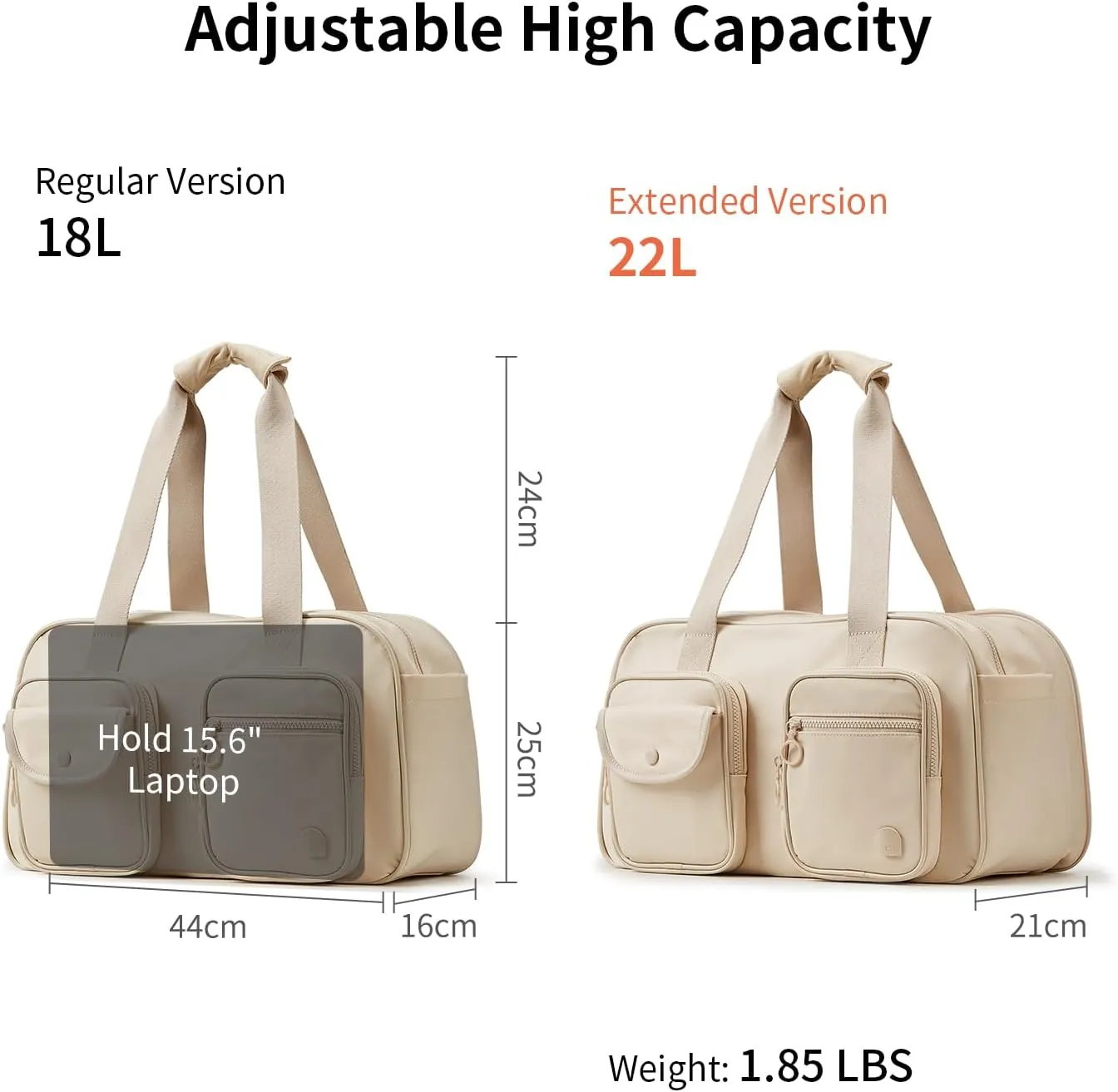 Expandable Travel Duffel Bag, Duffle Bag for Travel with Wet Pocket, Carry on Weekender Bags for Men Women, Water Resistant Gym Duffel Bag Sport Bag (Apricot)
