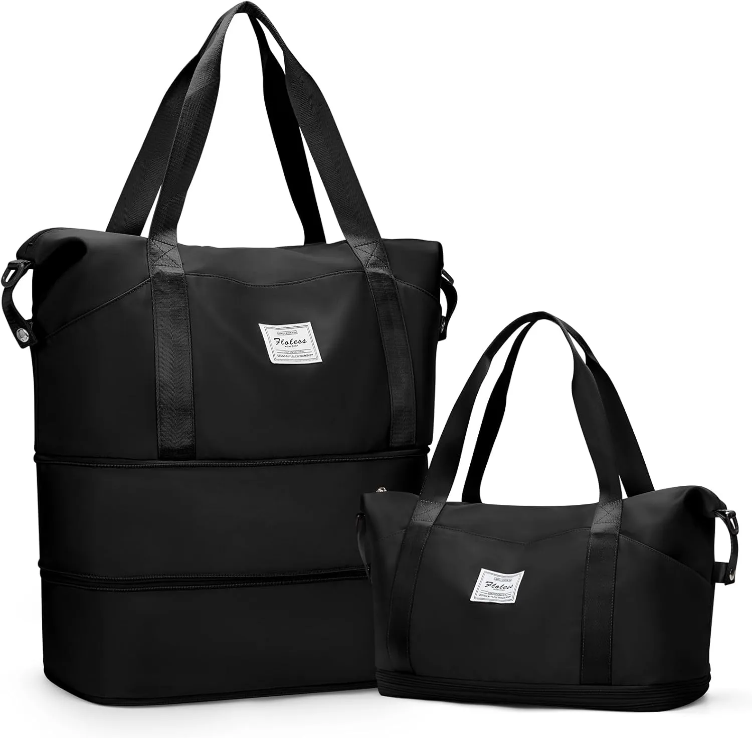 Expandable Travel Duffle Bag for Women Men, Large Gym Bag Travel Tote Bags, Waterproof Carry On Personal Item Bag Airline Approved, Workout Weekender Bag for Overnight Trips with Luggage Sleeve, Black