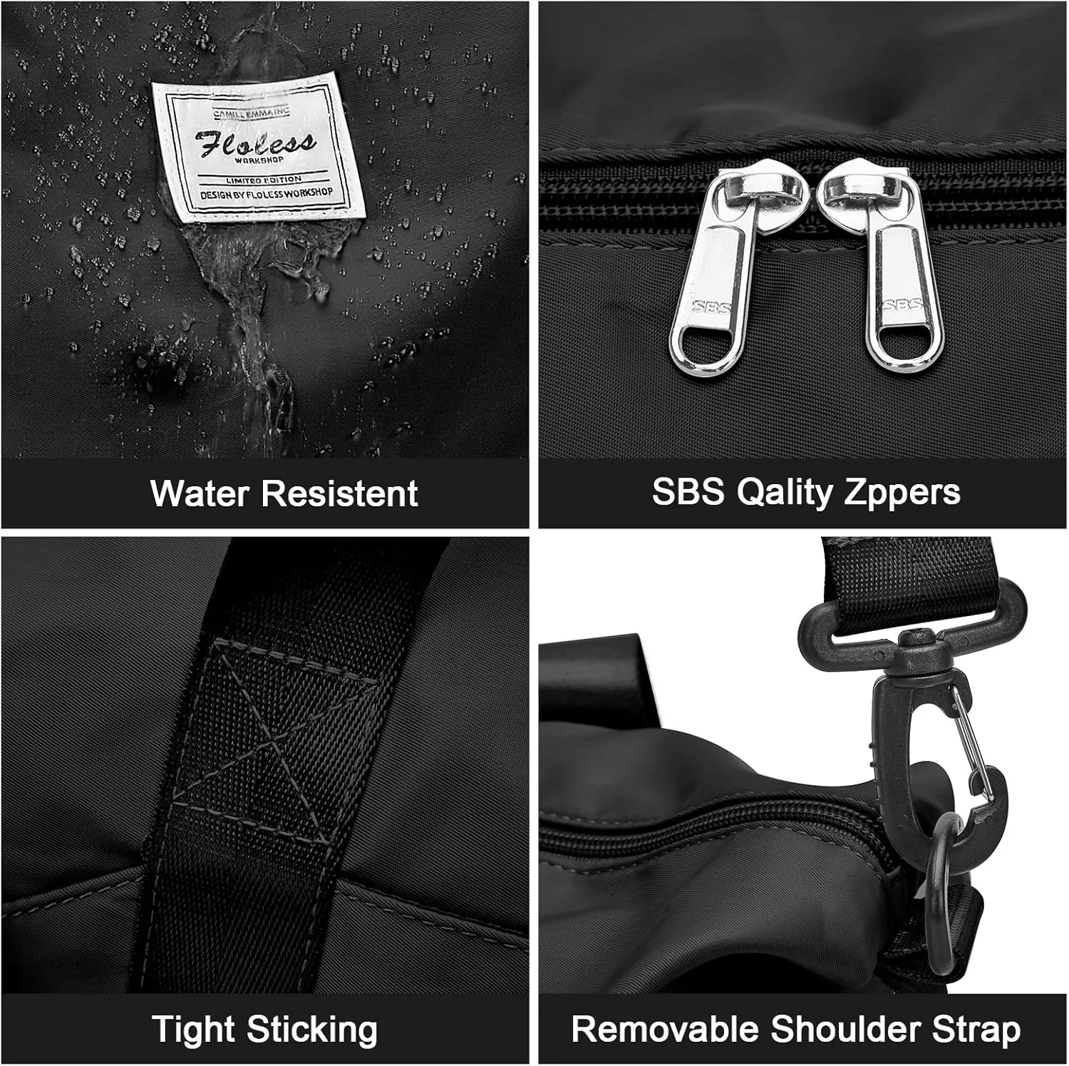 Expandable Travel Duffle Bag for Women Men, Large Gym Bag Travel Tote Bags, Waterproof Carry On Personal Item Bag Airline Approved, Workout Weekender Bag for Overnight Trips with Luggage Sleeve, Black