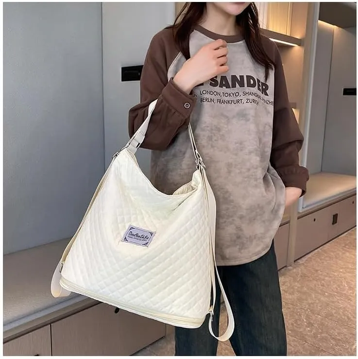 Expandable Travel Tote Bag for Women,Convertible Multi-Function Fitness Backpack,Waterproof Gym Shoulder Bag,Solid Color Crossbody Handbag