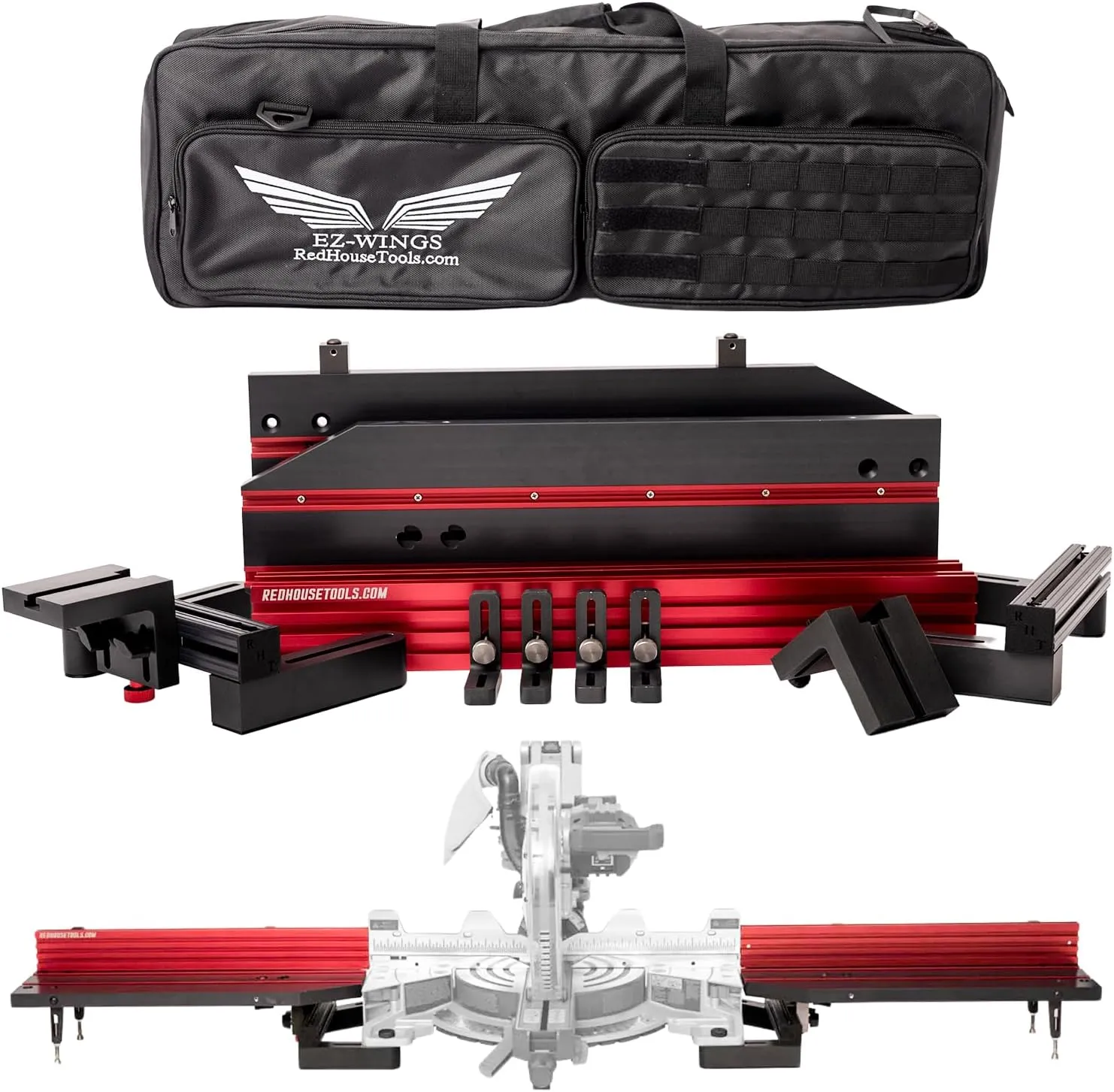 EZ-Wings Basic 4' Portable Miter Saw Station | Patented Modular Design | for Use with Any Portable Miter Saw Stand or Chop Saw Stand