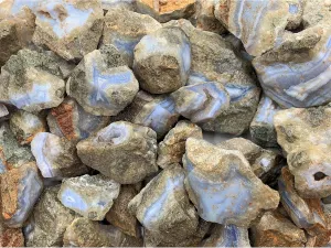 Fantasia Materials: 18 lbs Glacial Blue Lace Agate Rough Stones from Namibia