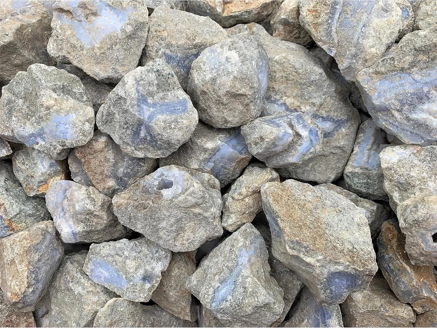 Fantasia Materials: 18 lbs Glacial Blue Lace Agate Rough Stones from Namibia