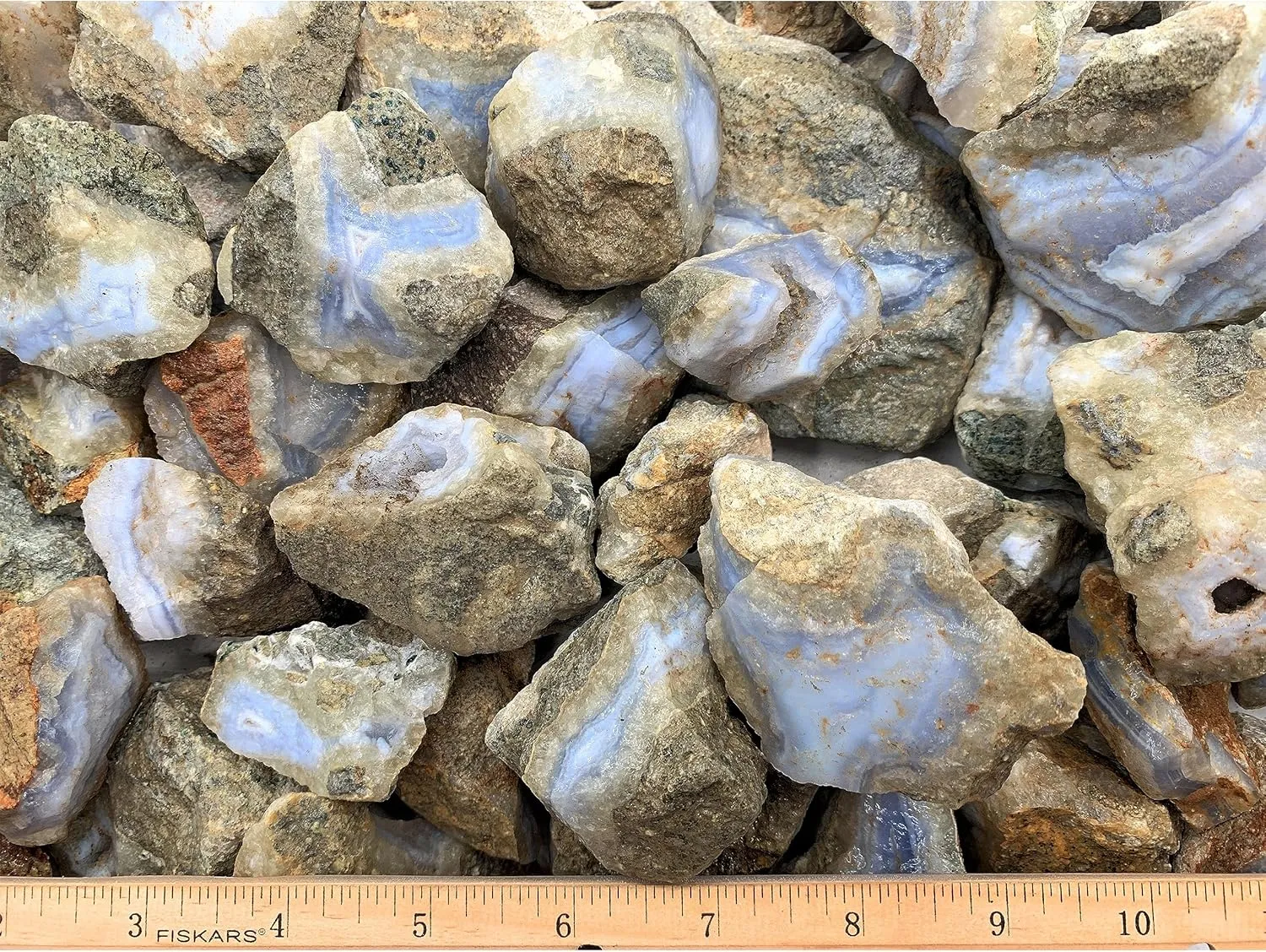 Fantasia Materials: 18 lbs Glacial Blue Lace Agate Rough Stones from Namibia