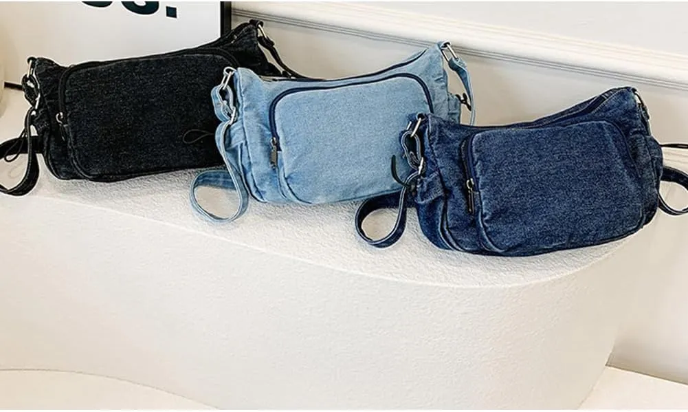 Farm4Far Women Denim Bow-tie Tote Shoulder Sling Hand Bags