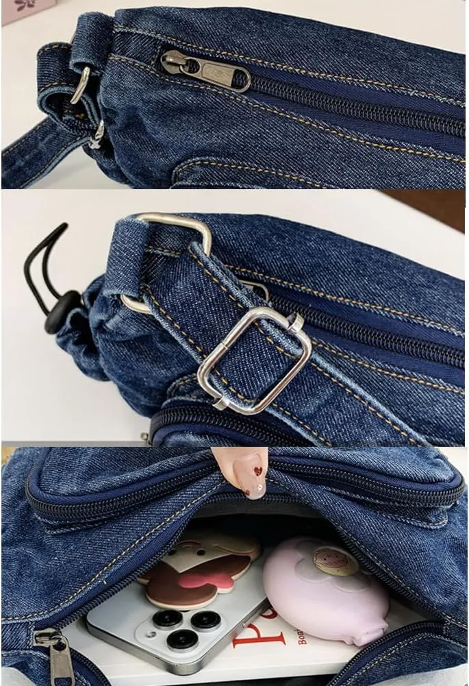 Farm4Far Women Denim Bow-tie Tote Shoulder Sling Hand Bags