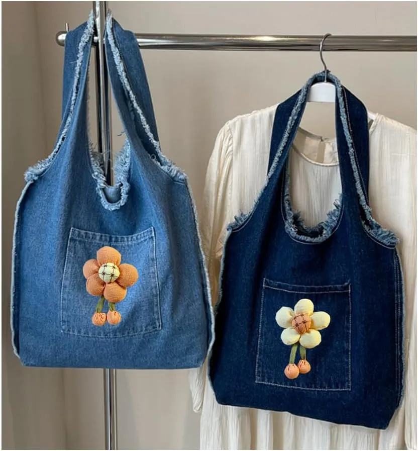 Farm4Far Women Denim Bow-tie Tote Shoulder Sling Hand Bags