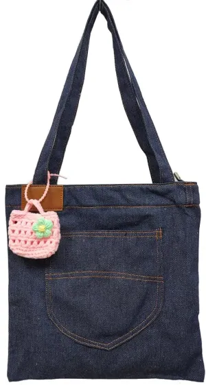 Farm4Far Women Denim Bow-tie Tote Shoulder Sling Hand Bags