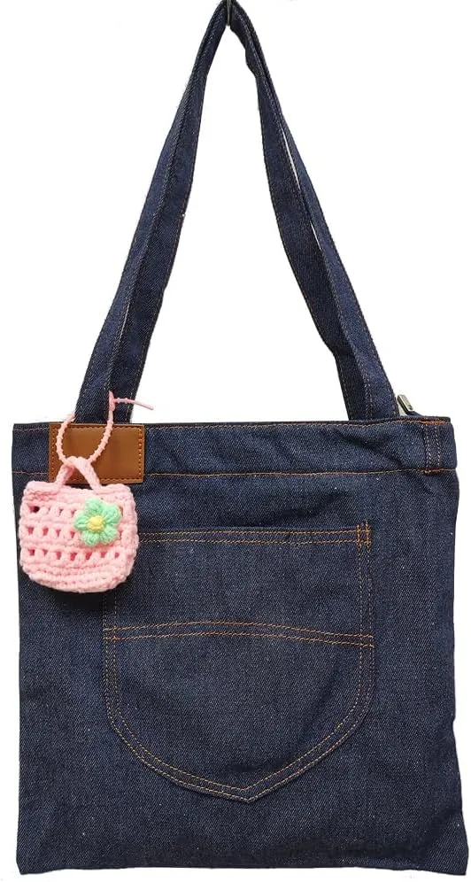 Farm4Far Women Denim Bow-tie Tote Shoulder Sling Hand Bags
