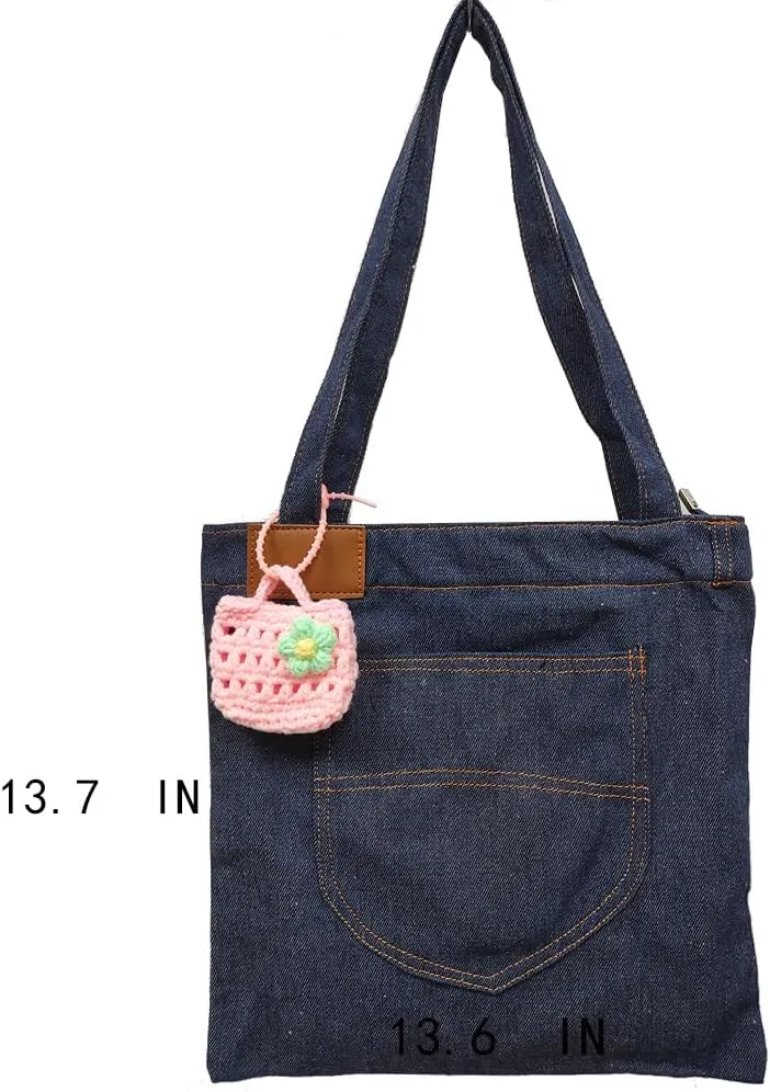 Farm4Far Women Denim Bow-tie Tote Shoulder Sling Hand Bags