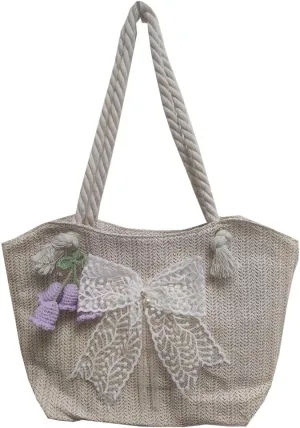 Farm4Far Women Denim Butterfly Canvas Tote Shoulder Sling Hand Bags