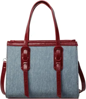 Fashion Denim Handbags for Women Canvas Shoulder Tote Purse Large Crossbody Satchel Work Travel Top Handle Bag