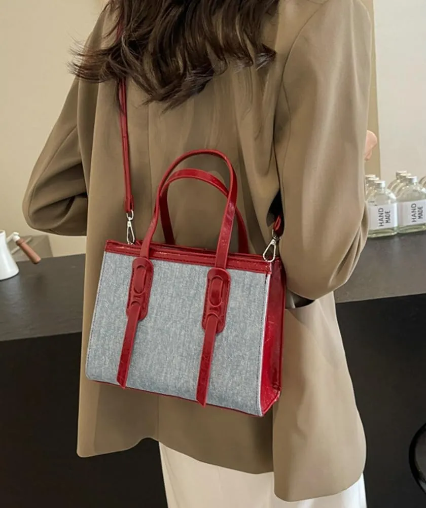 Fashion Denim Handbags for Women Canvas Shoulder Tote Purse Large Crossbody Satchel Work Travel Top Handle Bag