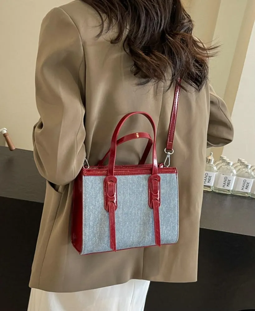 Fashion Denim Handbags for Women Canvas Shoulder Tote Purse Large Crossbody Satchel Work Travel Top Handle Bag