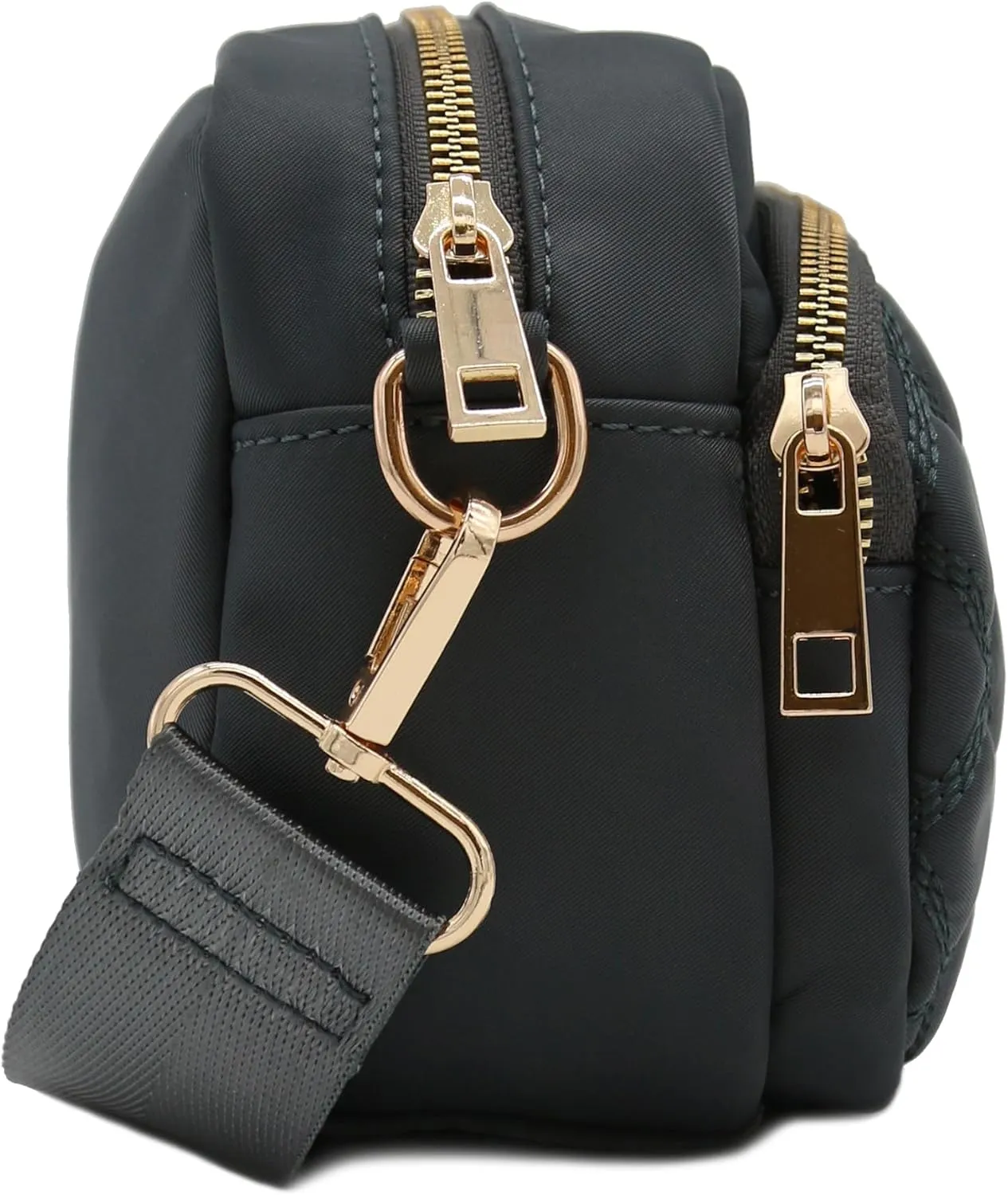 FashionPuzzle Quilted Nylon Crossbody Bag with Wide Strap