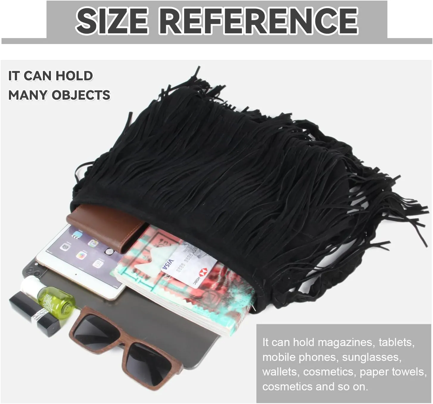 Fecialy Faux Suede Fringe Crossbody Bags for Women Western Hippie Shoulder Bag Messenger Bag Sling Bag