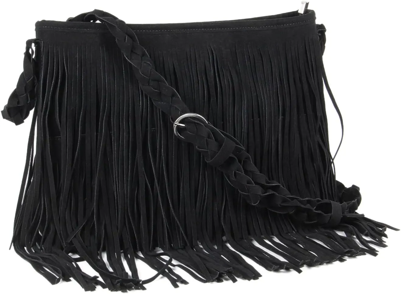 Fecialy Faux Suede Fringe Crossbody Bags for Women Western Hippie Shoulder Bag Messenger Bag Sling Bag