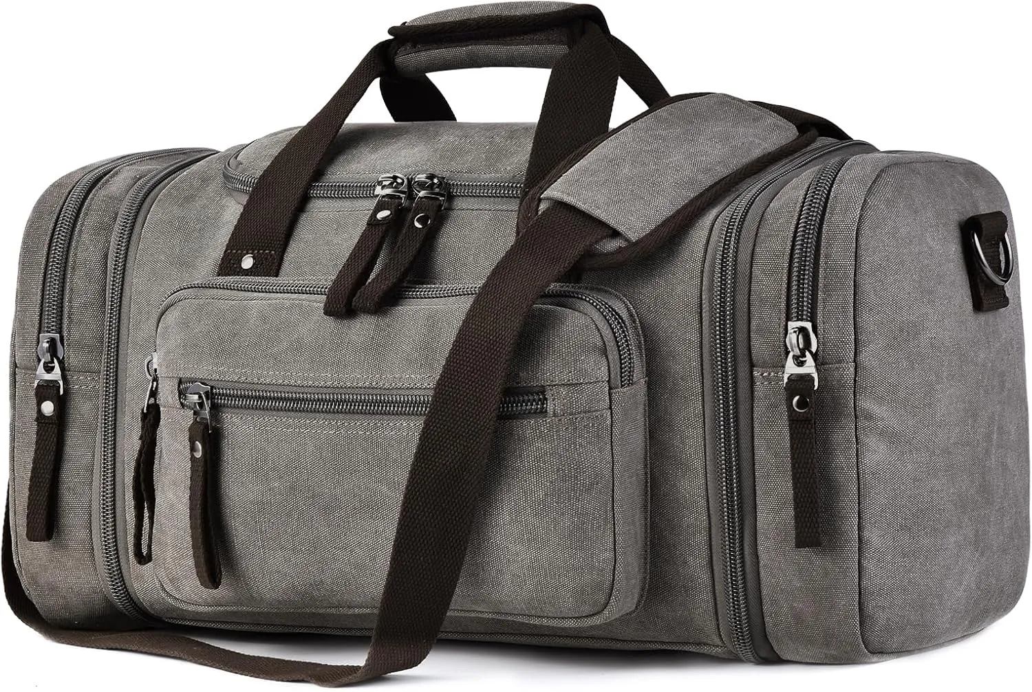 Felipe Varela Duffle Bag for Men, Expandable Canvas Duffel Bag for Travel, Mens Carry On Luggage Bag Traveling Weekender Gym Overnight Bags for Airplanes, Grey