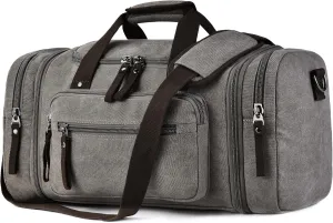 Felipe Varela Duffle Bag for Men, Expandable Canvas Duffel Bag for Travel, Mens Carry On Luggage Bag Traveling Weekender Gym Overnight Bags for Airplanes, Grey