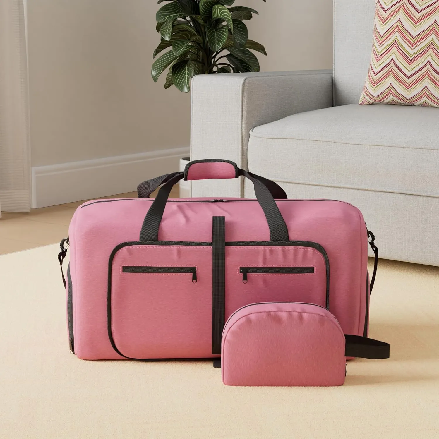 Felipe Varela Duffle Bag with Shoes Compartment and Adjustable Strap,Foldable Travel Duffel Bags for Men Women,Waterproof Duffel Bags