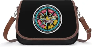 Find Your True North Compass Trendy Crossbody Bags Purses for Women Casual Shoulder Handbags with Adjustable Wide Strap