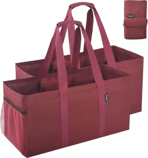 Finnhomy 42L Extra Large Utility Tote Bag, Oxford Fabric Reusable Folding Grocery Bags with Handles and Pockets, 2 Pack