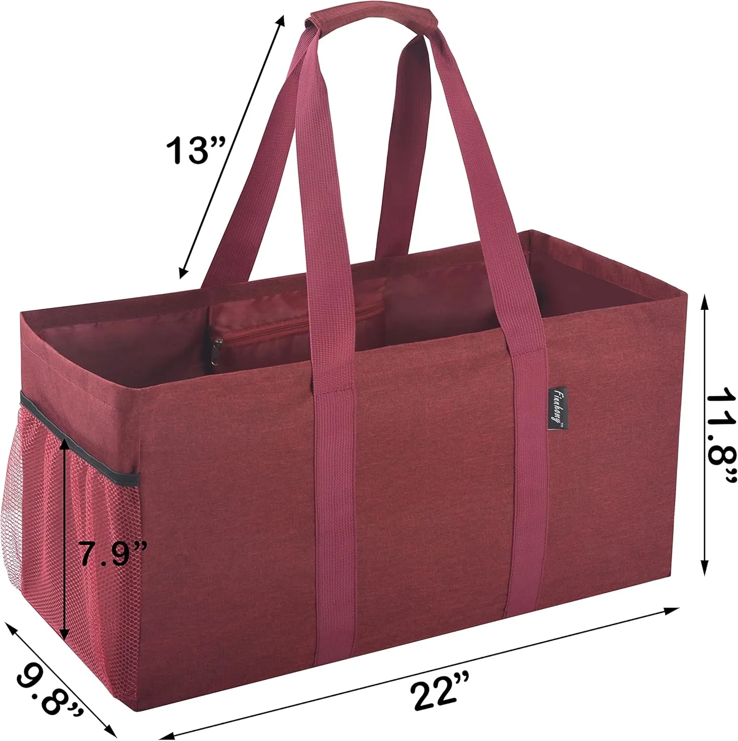 Finnhomy 42L Extra Large Utility Tote Bag, Oxford Fabric Reusable Folding Grocery Bags with Handles and Pockets, 2 Pack