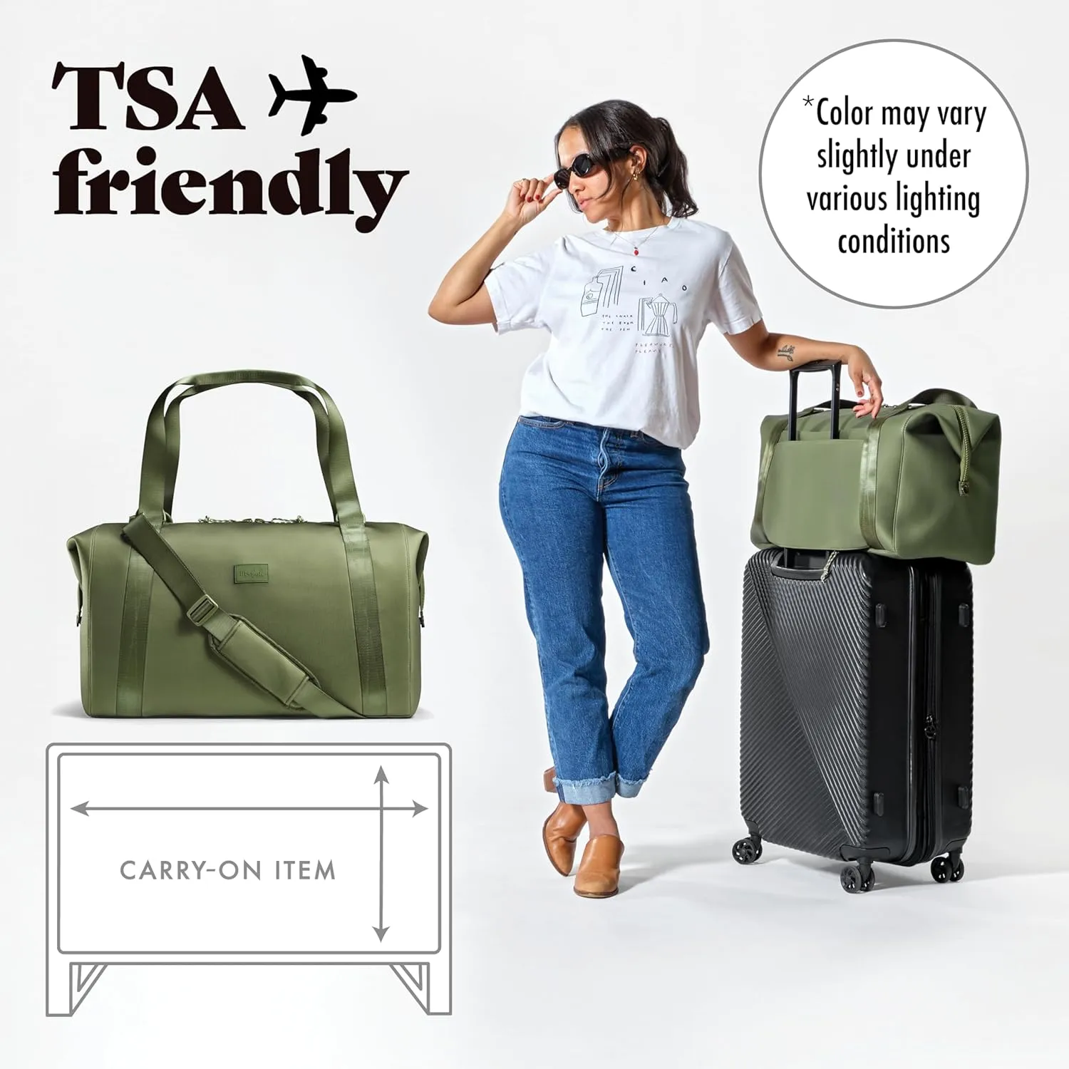 Fit & Fresh Premium Neoprene Weekender Bag With Trolley Sleeve - Large Overnight, Carry-on, Duffel, Gym, and Hospital Bag for Labor & Delivery