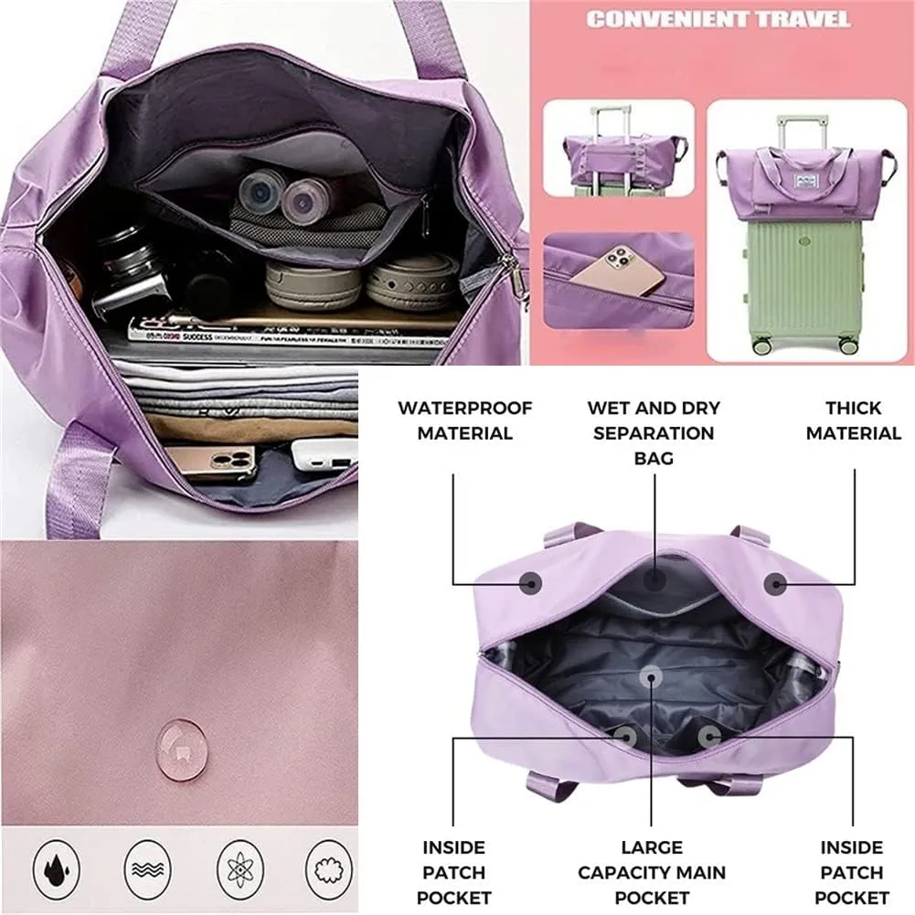 Fitness Pack, Upgrade Large Capacity Folding Travel Bag, Double-layer Wet Separation Travelling Multifunctional Shoulder Bag, Lightweight Foldable Travel Duffel Bag (Black)
