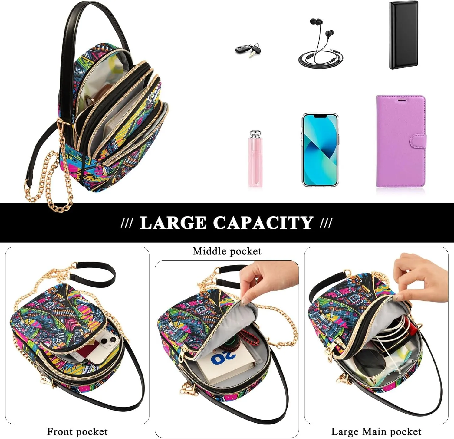 Flaming Cash Womens Crossbody Bags Phone Purse Crossbody for Women