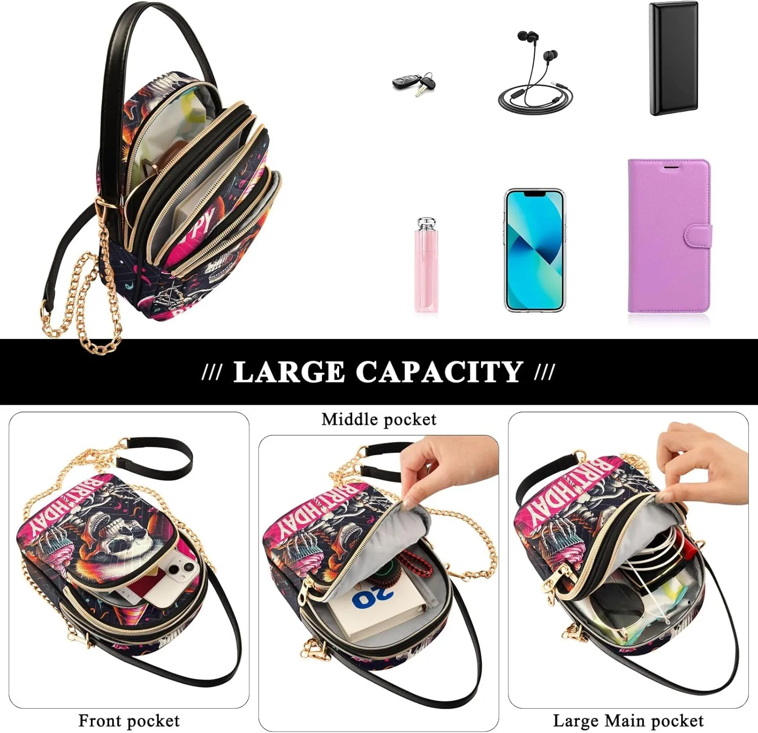Flaming Cash Womens Crossbody Bags Phone Purse Crossbody for Women