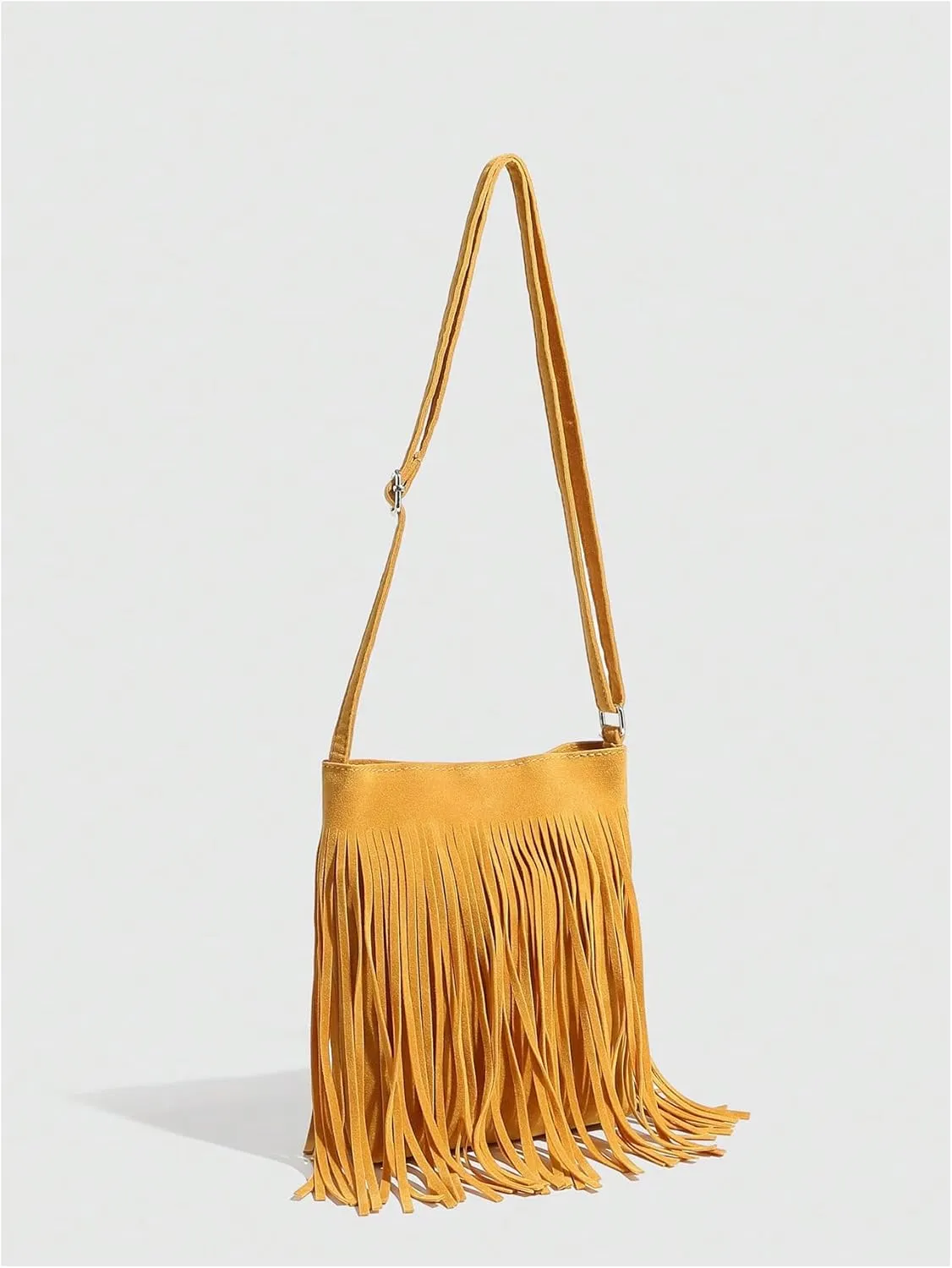 Floerns Women's Fringe Faux Suede Crossbody Bag Tassel Bucket Bag Western Shoulder Bags