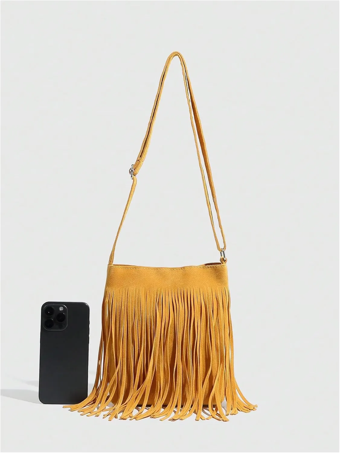 Floerns Women's Fringe Faux Suede Crossbody Bag Tassel Bucket Bag Western Shoulder Bags