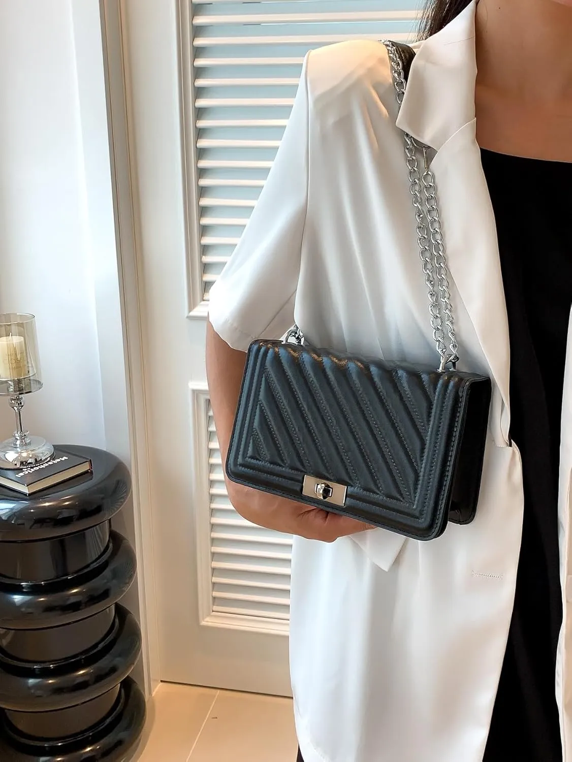 Floerns Women's Leather Shoulder Bag Embossed Clutch Purse Square Handbag