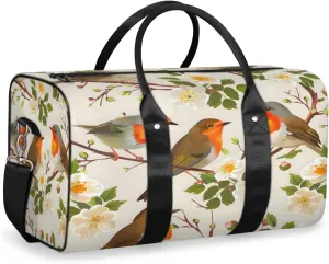 Floral Bird Travel Duffle Bag, Sports Gym Bags for Women Men, Carry On Weekender Overnight Workout Airplane Trips Bag
