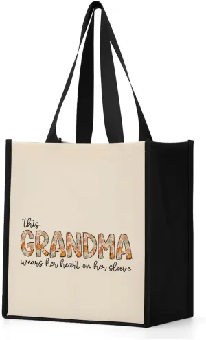 Floral Tote Bag Waterproof Reusable Grocery Bags Beach Bag Grandma Gifts Ideas for Grandma Mom Mum Nana Mimi