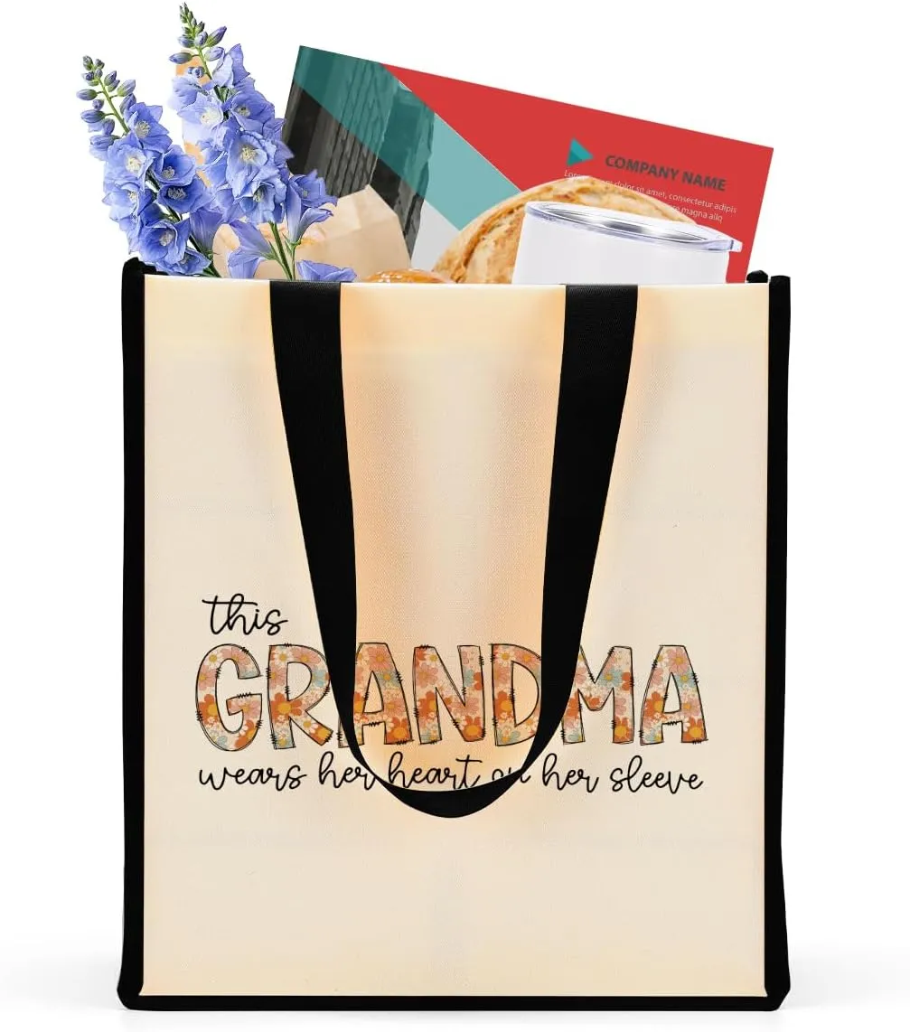 Floral Tote Bag Waterproof Reusable Grocery Bags Beach Bag Grandma Gifts Ideas for Grandma Mom Mum Nana Mimi