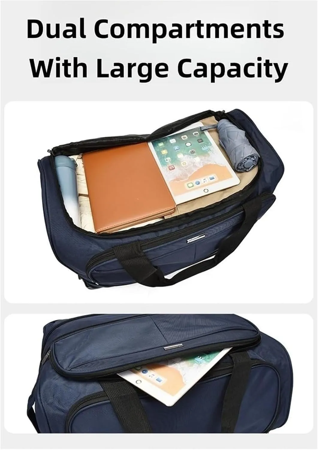 Foldable Extra Large Sport Bag，Waterproof Lightweight Traveling Suitcase，Telescopic Handle Suitcase With Directional Wheels Rolling Travel Bag,for Women Men(Brown)