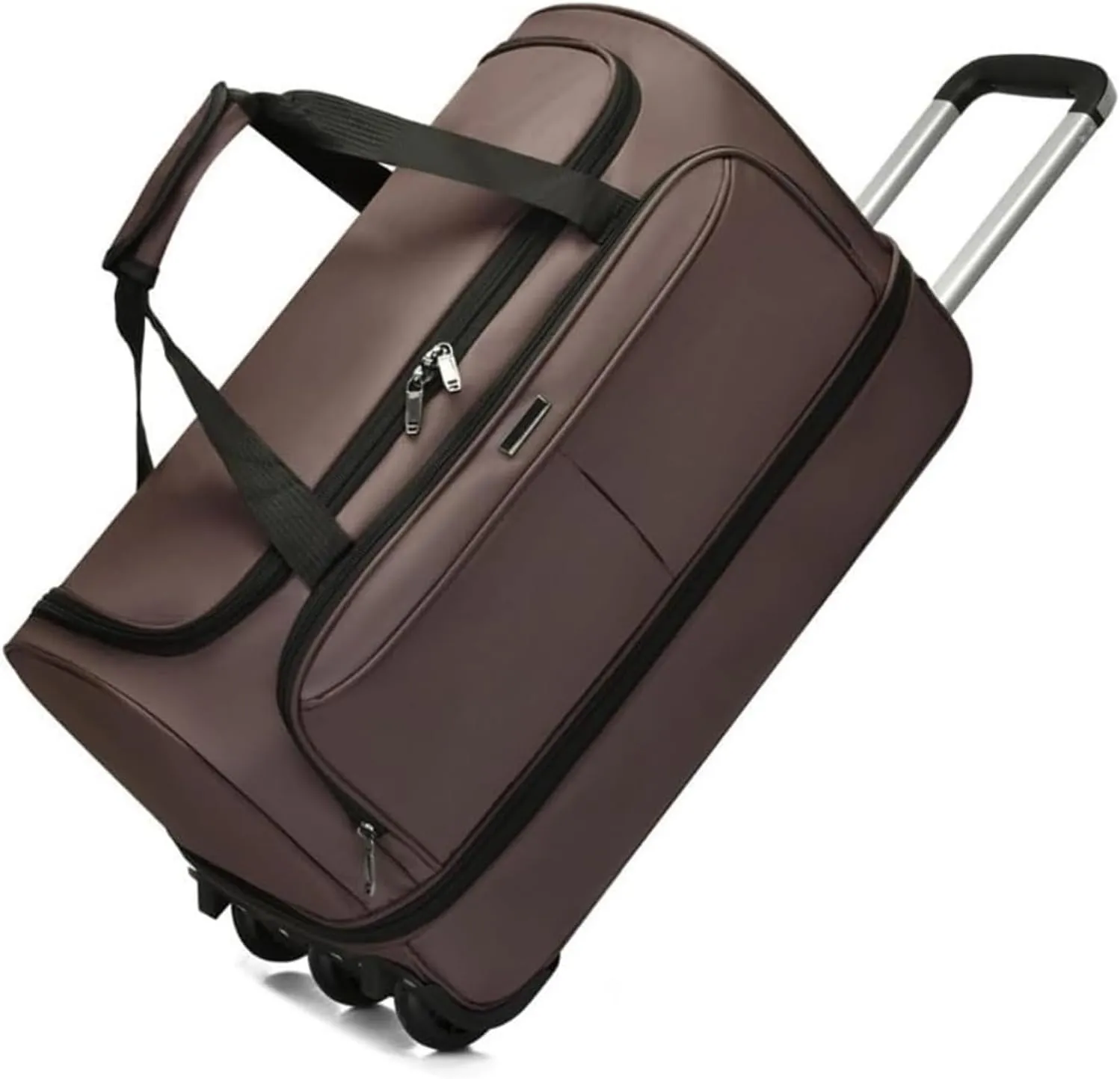 Foldable Extra Large Sport Bag，Waterproof Lightweight Traveling Suitcase，Telescopic Handle Suitcase With Directional Wheels Rolling Travel Bag,for Women Men(Brown)