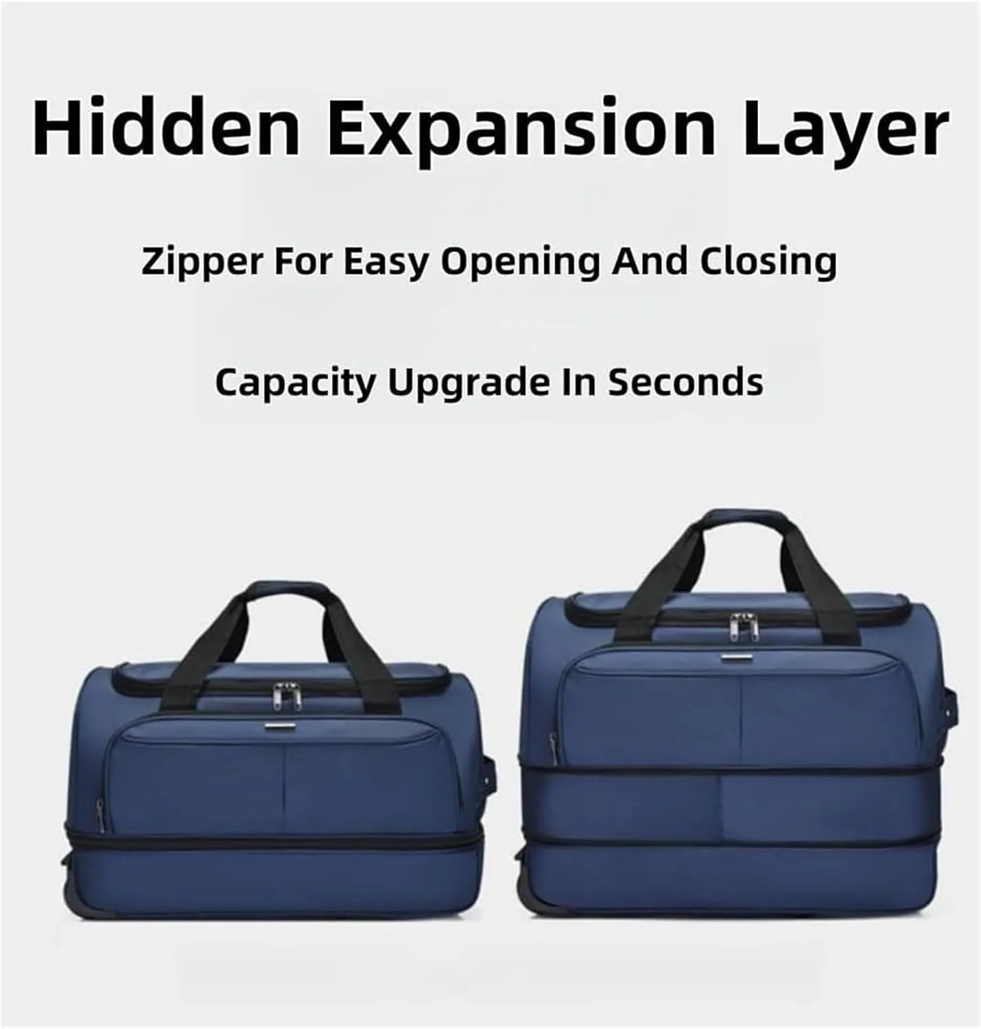 Foldable Extra Large Sport Bag，Waterproof Lightweight Traveling Suitcase，Telescopic Handle Suitcase With Directional Wheels Rolling Travel Bag,for Women Men(Brown)