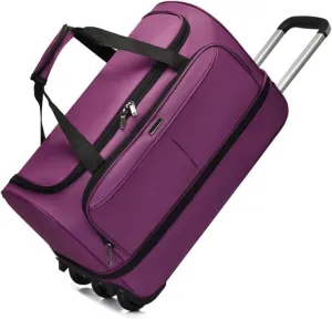 Foldable Extra Large Sport Bag，Waterproof Lightweight Traveling Suitcase，Telescopic Handle Suitcase With Directional Wheels Rolling Travel Bag,for Women Men(Purple)