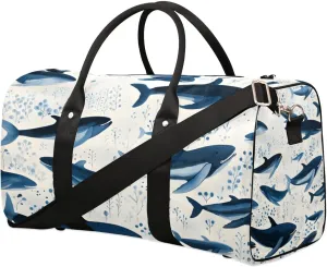 Foldable Travel Bag Ocean Shark Print Lightweight Carry On Bags for Airplanes Waterproof Travel Duffle Bag For Gym Weekend Overnight