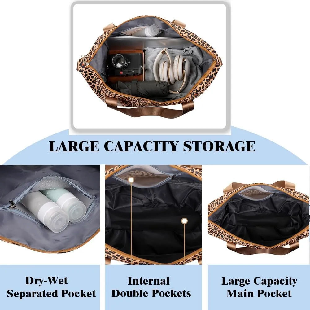 Foldable Travel Duffel Bag Expandable Carry on Rolling Duffle Bag with Wristlet and Dry-Wet Separation