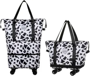 Foldable Travel Duffel Bag Expandable Carry on Rolling Duffle Bag with Wristlet and Dry-Wet Separation